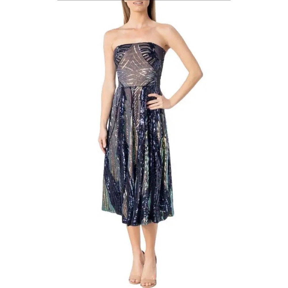 Dress the Population Strapless Sequin Fit & Flare Cocktail Dress XS NWT $348
